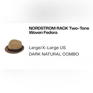 Nordstrom Rack Two-Tone Brown Woven Fedora Hat Breathable Lightweight